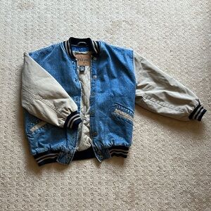 Vintage Gap Blue Jeans Cropped Bomber Jacket